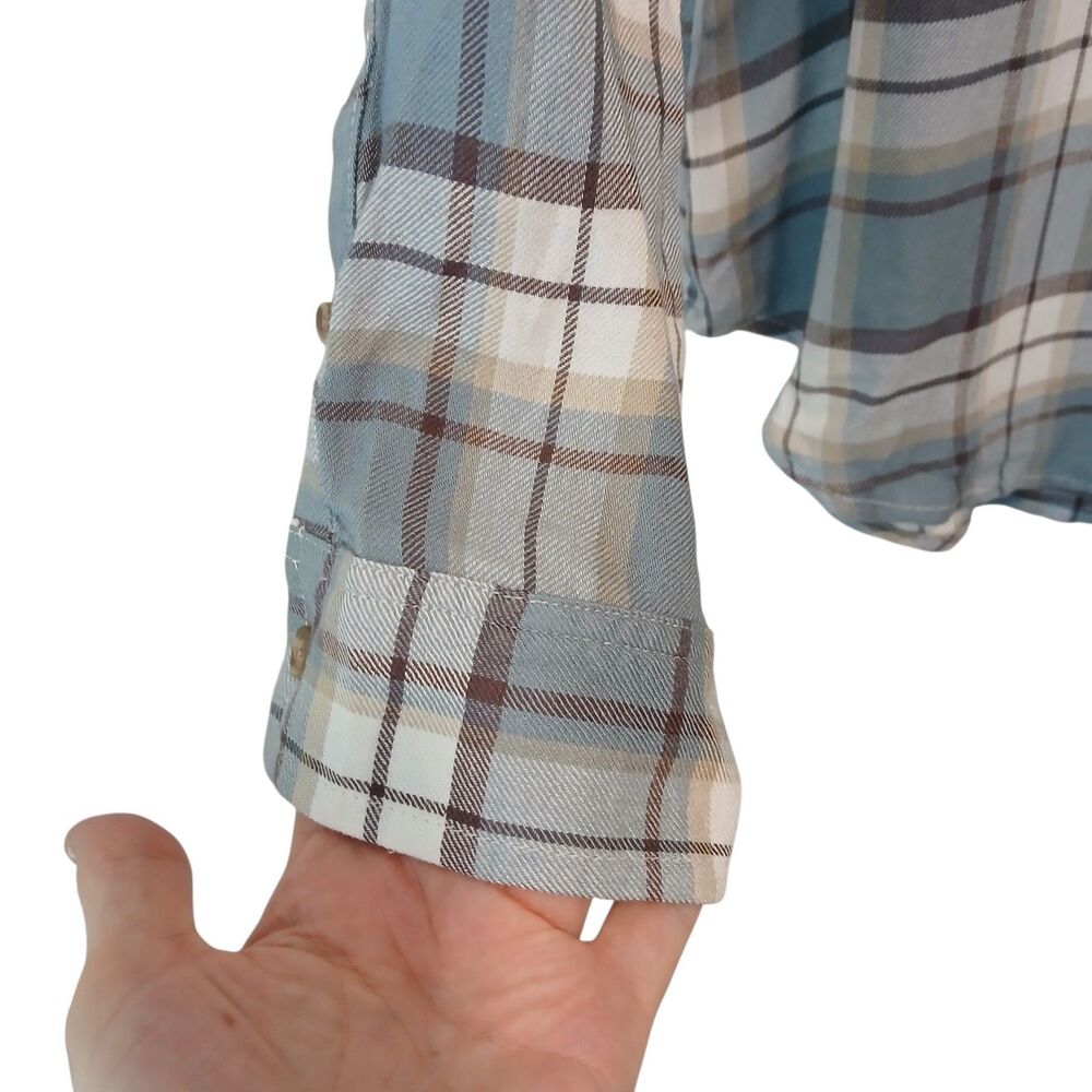 Lucky Brand Women's Shirt Large Plaid  Button Up Long Sleeve Boyfriend Light - Picture 6 of 11